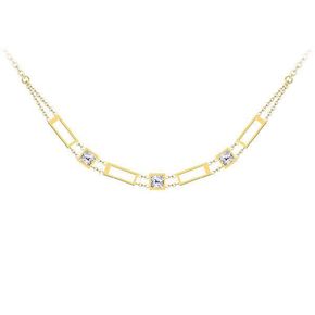 Preciosa Luksuzna pozlačena ravna ogrlica s prozornim kristalom Preciosa