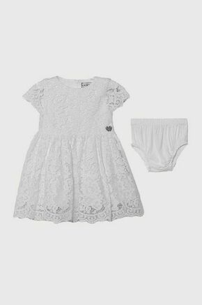 Obleka za dojenčka Guess bela barva - bela. Obleka za dojenčke iz kolekcije Guess. Nabran model