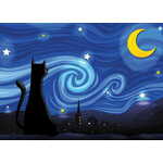 WEBHIDDENBRAND COBBLE HILL Cat Starry Night Puzzle 500 kosov