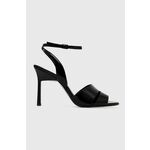 Usnjeni sandali Calvin Klein GEO STIL SANDAL 90HH črna barva, HW0HW01462 - črna. Sandali iz kolekcije Calvin Klein. Model izdelan iz naravnih ščetin. Model z usnjeno notranjostjo, ki je udobna za noge.