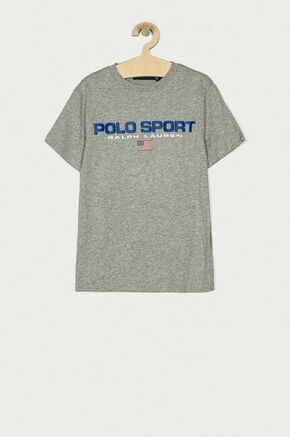Otroška kratka majica Polo Ralph Lauren siva barva - siva. Kratka majica iz kolekcije Polo Ralph Lauren. Model izdelan iz tanke