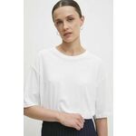 Bombažna kratka majica Answear Lab ženski, bela barva - bela. Kratka majica iz kolekcije Answear Lab, izdelana iz enobarvne pletenine. Kolekcija je na voljo izključno na Answear.Si.