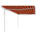 vidaXL Avtomatsko zložljiva tenda s stebrički 5x3 m oranžna in rjava