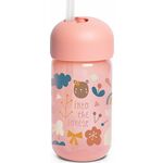 Suavinex Forest Straw Trainer Cup steklenička za otroke s slamico 18 m+ Pink 340 ml