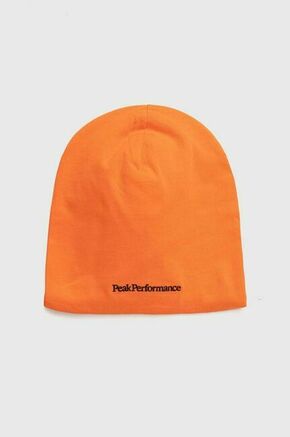 Bombažna kapa Peak Performance oranžna barva - oranžna. Kapa iz kolekcije Peak Performance. Model izdelan iz pletenine s potiskom. Bombažen
