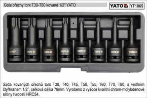 YATO Torx kovane vtične glave 8 kosov T30-T80 Yato