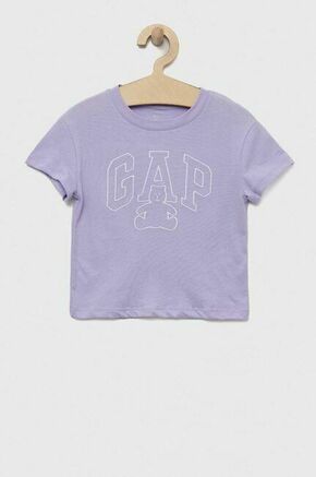 Otroška bombažna kratka majica GAP vijolična barva - vijolična. Otroške lahkotna kratka majica iz kolekcije GAP. Model izdelan iz pletenine
