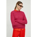 Volnen pulover Samsoe Samsoe ženski, roza barva - roza. Pulover iz kolekcije Samsoe Samsoe. Model z okroglim izrezom, izdelan iz tanke pletenine z alpako.