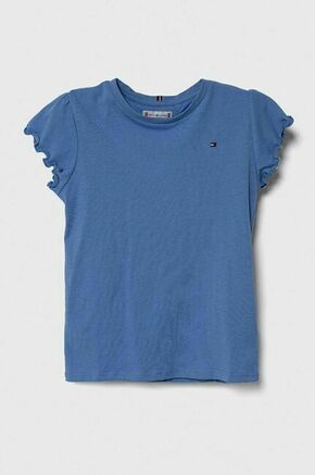 Otroška kratka majica Tommy Hilfiger - modra. Otroške kratka majica iz kolekcije Tommy Hilfiger. Model izdelan iz tanke