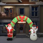 vidaXL Napihljiva božična dekoracija Božiček in snežak obok LED 280 cm
