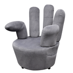 vidaXL Siv žameten stol v obliki roke