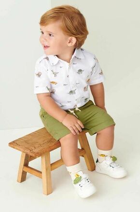 Otroške kratke hlače z mešanico lana Mayoral zelena barva - zelena. Otroški kratke hlače iz kolekcije Mayoral. Model izdelan iz tkanine.