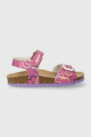 Otroški sandali Geox ADRIEL roza barva - roza. Sandali iz kolekcije Geox. Model je izdelan iz ekološkega usnja. Izdelek je nastal v sodelovanju med podjetjema Disney in Geox.