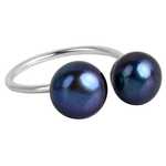 JwL Luxury Pearls Srebrni prstan z modrim dvojnim biserom JL0433 srebro 925/1000