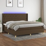 Box spring postelja z vzmetnico LED temno rjava 200x200cm blago - vidaXL - Rjava - 95,73 - 200 x 200 cm - vidaXL