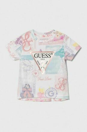 Otroška kratka majica Guess - pisana. Otroške lahkotna kratka majica iz kolekcije Guess. Model izdelan iz pletenine