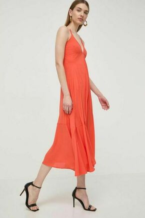 Obleka Silvian Heach oranžna barva - oranžna. Obleka iz kolekcije Silvian Heach. Model izdelan iz enobarvne tkanine. Poliester zagotavlja visoko odpornost na mečkanje.