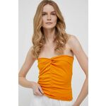 Top Sisley ženski, oranžna barva - oranžna. Top iz kolekcije Sisley, izdelana iz tanke, elastične pletenine. Model iz raztegljivega materiala, ki se prilega obliki.
