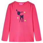 vidaXL Otroška majica z dolgimi rokavi živo roza 128