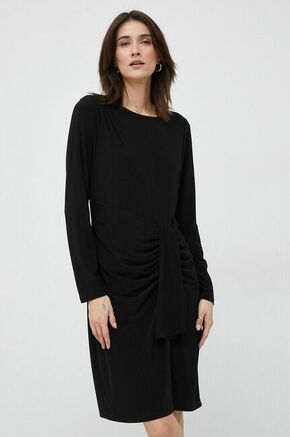 Obleka Dkny črna barva - črna. Obleka iz kolekcije Dkny. Oprijet model izdelan iz enobarvne pletenine.