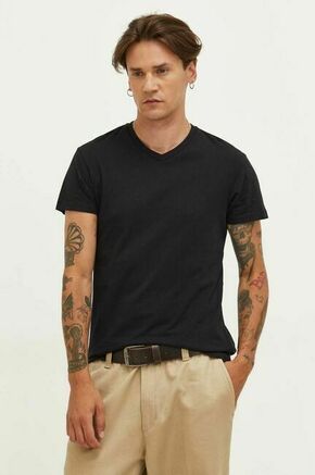 Bombažna kratka majica Samsoe Samsoe črna barva - črna. Lahkotna kratka majica iz kolekcije Samsoe Samsoe
