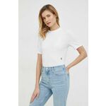 Kratka majica Calvin Klein Jeans ženski, bela barva - bela. Kratka majica iz kolekcije Calvin Klein Jeans. Model izdelan iz tanke, elastične pletenine. Izjemno udoben material.