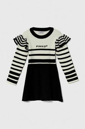 Otroška obleka Pinko Up črna barva - črna. Otroški obleka iz kolekcije Pinko Up. Nabran model