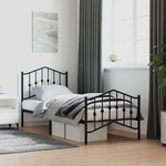 vidaXL Kovinski posteljni okvir z vzglavjem in vznožjem&nbsp;črn 90x200 cm