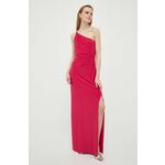 Obleka Lauren Ralph Lauren roza barva - roza. Obleka iz kolekcije Lauren Ralph Lauren. Raven model, izdelan iz elastične pletenine. Impresiven model za posebne priložnosti.