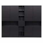 Črna modularna knjižna polica iz masivnega bora 260x210 cm Finca – WOOOD