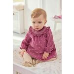 Obleka za dojenčka Mayoral Newborn vijolična barva - vijolična. Obleka za dojenčke iz kolekcije Mayoral Newborn. Nabran model, izdelan iz vzorčaste pletenine.