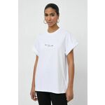 Bombažna kratka majica Victoria Beckham ženski, bela barva - bela. Kratka majica iz kolekcije Victoria Beckham, izdelana iz tanke, elastične pletenine. Model iz zračne bombažne tkanine.