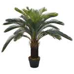 vidaXL Umetna rastlina cikas palma z loncem zelene barve 90 cm
