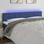 shumee LED posteljno vzglavje modro 200x5x78/88 cm blago