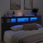 vidaXL LED posteljno vzglavje črno 220x18,5x103,5 cm inženirski les