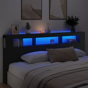 VidaXL LED posteljno vzglavje črno 220x18