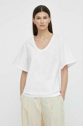 Majica By Malene Birger bela barva - bela. Bluza iz kolekcije By Malene Birger izdelana iz enobarvne tkanine. Model iz zračne tkanine z visoko vsebnostjo bombaža.