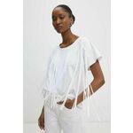 Kratka majica Answear Lab ženski, bela barva - bela. Kratka majica iz kolekcije Answear Lab, izdelana iz tanke, elastične pletenine. Model iz izjemno udobne tkanine z visoko vsebnostjo viskoze.