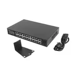 Lanberg 24-portni stikalo z 2 Combo Gb porti, 250W, črn