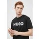 Bombažna kratka majica HUGO črna barva - črna. Ohlapna kratka majica iz kolekcije HUGO. Model izdelan iz tanke, elastične pletenine.
