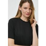 Bombažna kratka majica Weekend Max Mara ženski, črna barva - črna. Kratka majica iz kolekcije Weekend Max Mara, izdelana iz tanke, rahlo elastične pletenine. Model iz mehke in na otip prijetne tkanine.