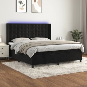 Box spring postelja z vzmetnico LED črna 180x200 cm žamet - vidaXL - črna - 85