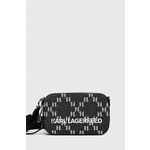 Torbica Karl Lagerfeld siva barva - siva. Majhna torbica iz kolekcije Karl Lagerfeld. Model na zapenjanje, izdelan iz kombinacije tekstilnega materiala in ekološkega usnja.