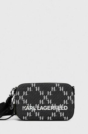 Torbica Karl Lagerfeld siva barva - siva. Majhna torbica iz kolekcije Karl Lagerfeld. Model na zapenjanje