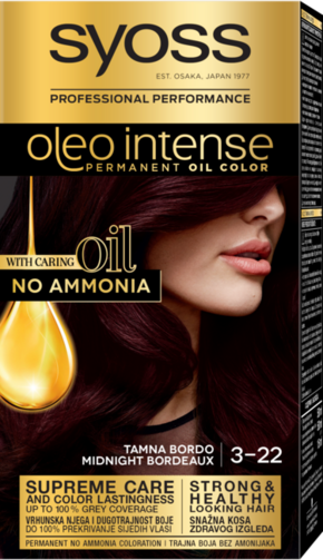Syoss Oleo Intense Permanent Oil Color barva za lase za barvane lase 50 ml odtenek 3-22 Midnight Bordeaux
