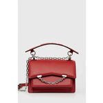 Usnjena torbica Karl Lagerfeld rdeča barva - rdeča. Majhna torbica iz kolekcije Karl Lagerfeld. Model na zapenjanje, izdelan iz naravnega usnja.