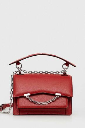 Usnjena torbica Karl Lagerfeld rdeča barva - rdeča. Majhna torbica iz kolekcije Karl Lagerfeld. Model na zapenjanje