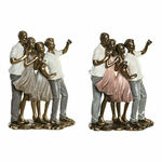 NEW Okrasna Figura DKD Home Decor 18 x 10 x 25 cm Roza Zlat Bela Družina (2 kosov)