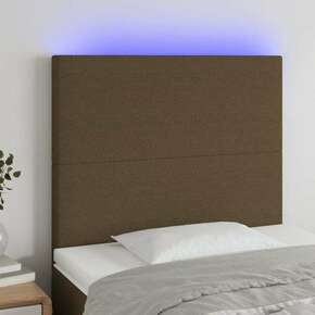 VidaXL LED posteljno vzglavje temno rjavo 90x5x118/128 cm blago