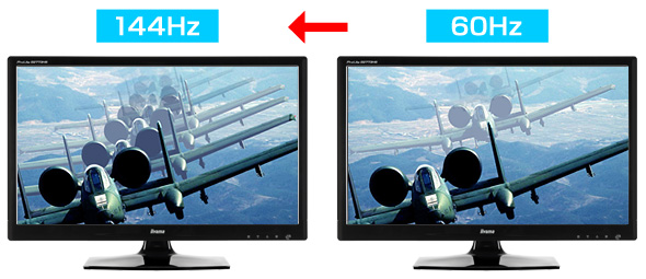 Razlika između monitora s brzinom osvježavanja 60 Hz i 144 Hz.